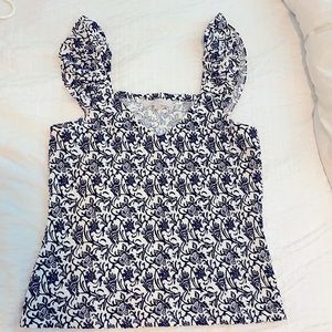 LOFT black and white sleeveless shell.